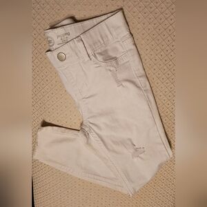 Wonder Nation-Distressed- Girls Vivid White Pull up Jeggings/ Jeans-Fringed hem